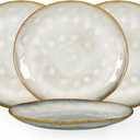 Henten Home Ceramic Dessert Plates, 8.5 Inch Salad Plate Set of 4, Porcelain Snack Serving Dishes for Cake, Kitchen, Microwave & Dishwasher Safe, Reactive Glaze (White)