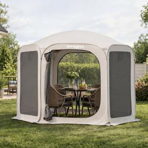 Porayhut Pop up Screen House Tent Sun Shelter with Breathable Mesh Doors,Portable Camping Tent with Detachable Waterproof Floor,10x10FT Screen Canopy Outdoor for Family Friends Party, Large size