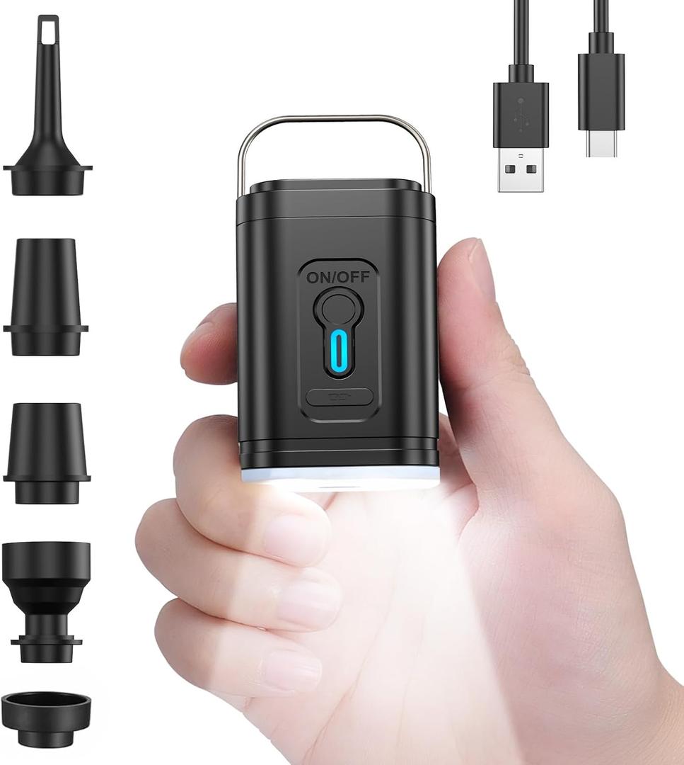 Mini Air Pump for Inflatables Portable, Electric Type-C Rechargeable Quickly Inflate Deflate for Pool Floats Air Mattress Swimming Ring Vacuum Storage Bags