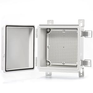 QILIPSU Waterproof Junction Box IP67 Outdoor Plastic Electrical Project Enclosure Weatherproof with Mounting Plate, Wall Brackets, Hinged Grey Cover 5.9"x5.9"x3.5"