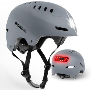 DKONI Bike Helmet with LED Lights Bicycle Helmets Commuter Cycling Helmet USB Rechargeable Front & Back LED Light Helmet for Adult Men Women, Large