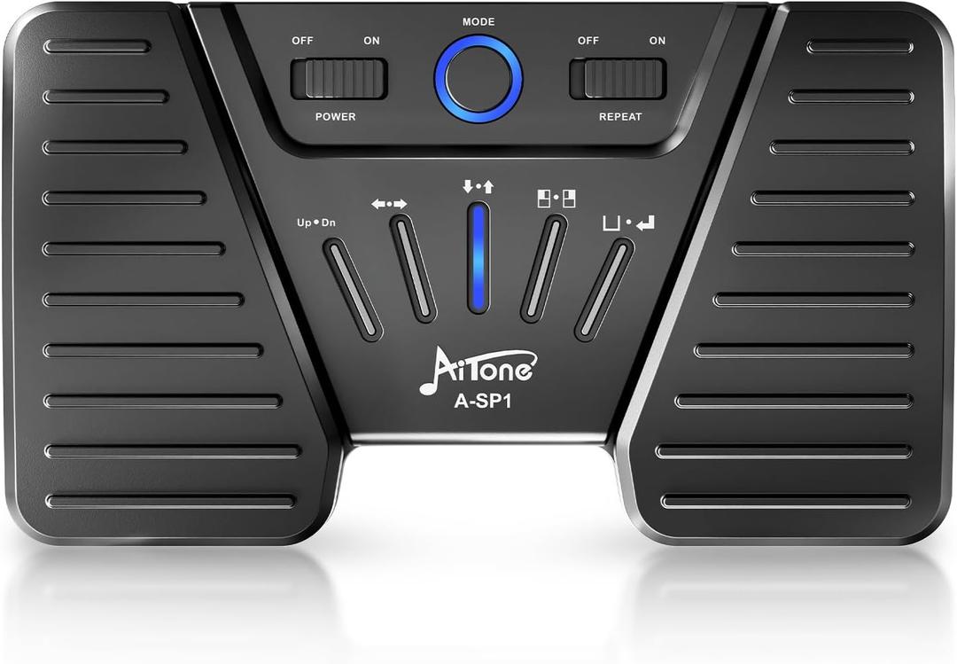 AITONE Wireless Page Turner Bluetooth Foot Pedal Music Page Turner for iPad Tablets Android ios Phones Piano Keyboard Compatible with Various Music App (ASP1)
