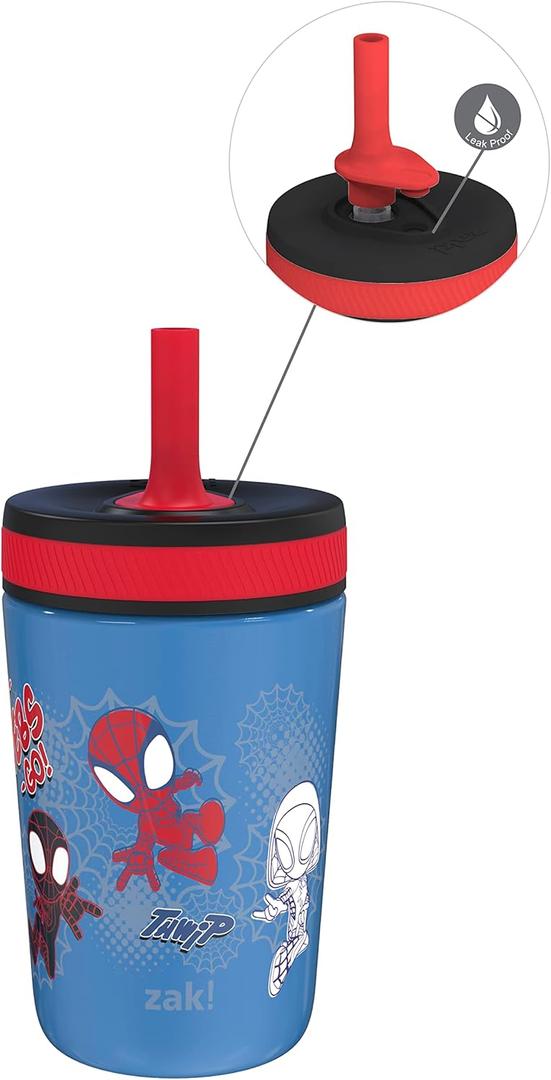 Zak Designs Marvel Spider-Man Kelso Toddler Cups For Travel or At Home, 12oz Vacuum Insulated Stainless Steel Sippy Cup With Leak-Proof Design is Perfect For Kids (Spidey and His Amazing Friends) (Spiderman)
