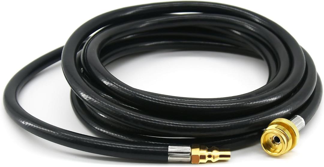 12 Feet Quick-Connect Propane Hose - 1/4" Female Quick Disconnect Feature - Versatile 1 LB Portable Device Converter, Ideal for RV to Gas Grill Connections