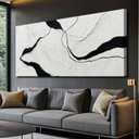MLART99 White Abstract Canvas Wall Art Modern Artwork Black Line Prints Textures Picture for Walls Art Posters for Office Bedroom Home 29x58 Inch