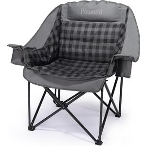 Camping Chairs for Adults Heavy Duty Padded Folding XL Camp Chairs with Cup Holder, Supports 500lbs, Oversized Large Outdoor Widen Comfy Lawn Chairs for Tailgating Sports Beach Yard, 1 Pack