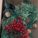 Tigeen 2 Pcs 22 Inch Timer Prelit Christmas Urn Filler, Outdoor Planter Pots Filler Prelit Xmas Pine Trees with Cones and Red Berries 50 Warm White LED with 8 Light Modes for Yard Porch Decor(Classic)