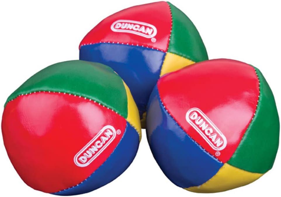 Duncan Juggling Balls - [Pack of 3] Multicolor, Vinyl Shells, Circus Balls with 4 Panel Design, Plastic Beans (Red, Yellow, Green, Blue)