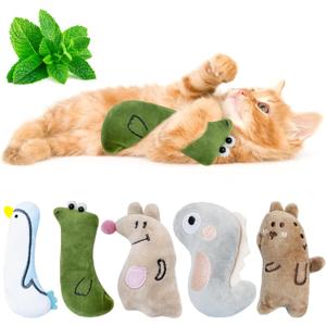 Catnip Toys for Indoor Cats, 5Ps Cat Toys for Cats, Fluffy Catnip Toys for Chewing Playing, Interactive Kitten Toys, Catnip Filled Kitty Chew Teething Toys, Cat Chew Toys (Animal, 5 Pack)