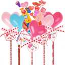 Valentines Day Gifts for Kids - 24 Pack Valentines Day Heart-Giant Lollipop-Shaped Stationery Gift Classroom Prize with Valentine Gifts Cards for Friends School Exchange Boys Girls Party Favors