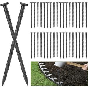 100Pack Plastic Landscape Edging Spikes, 8 Inch Spiral Landscape Anchoring SpikesLandscape Spikes for Garden Lawn Yard, Paver Edging, Weed Barrier, Artificial Turf & More