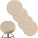ANWUCHEN Stool Covers - 4 Soft Bar Stool Seat Covers, Elastic Slipcover for 13-18 Inch Wooden/Metal Round Chairs (Beige)