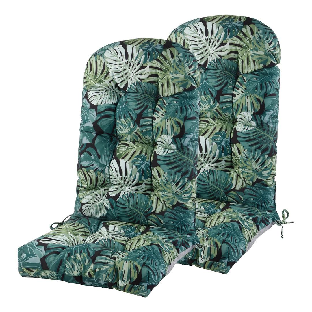 LYLNBYWK Adirondack Chair Cushions Set of 2, High Back Patio Chair Cushions 48 x 19.7 x 4.7 Inch, Indoor/Outdoor Thickened Rocking Chair Cushion, Fade-Resistant & Waterproof (Monstera Green)
