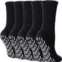 Yebing Non Slip Hospital Socks for Women with Grips Fuzzy Cozy Anti Skid Slipper Socks Winter Warm Soft Fluffy Sleep Socks (Black)