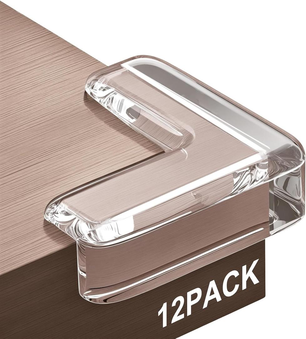 Corner Protectors, 12 Pack, Baby Proofing Corner Guards, Clear and Transparent Corner Bumper & Edge Cushion for Furniture, Table, Cabinet Sharp Corner & Edge, Baby Safety Material (L-Shaped)