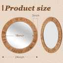 Vercraft 24 Inch Round Rattan Wicker Mirror, Rustic Boho & Farmhouse Style Handmade Woven Frame, Decorative Wall Mirror for Bathroom, Living Room, Bedroom, Entryway, Nursery Decor