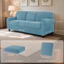 SUBRTEX 7 Pieces Stretch Sofa Slipcover,Couch Cover for 3 Cushion Washable Sofa Cover with Individual Backrest Cushion Covers for Living Room(Large,Steel Blue)