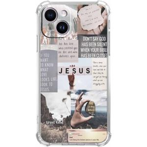 Jesus Quotes Case for iPhone 14,Christian Bible Verse Collage,Unique Trendy TPU Bumper Case Compatible with iPhone 14