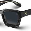 VISOONE Fashion 100% UV400 Protection Rectangle TR90 Y2K Sunglasses Accessories for Women Men RIVER (Black)