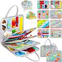 Esjay Toddler Busy Board Montessori Toys for Boys Girls, Sensory Book Educational Activities for Learning Fine Motor Skills, Birthday Gifts for Toddlers, Travel Toys for Airplane Car,Grey Dinosaur
