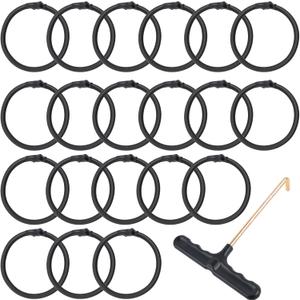 20Pcs Trampoline Replacement Bungee Cords, Black Elastic Trampoline Ropes with Mounting Tool for Repair, Safety Round Trampoline Repair Kit Universal Fit for Most Trampolines