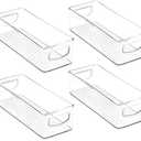 mDesign Small Plastic Office Storage Container Bins with Handles for Organization in Filing Cabinet, Closet Shelf, or Desk Drawers, Organizer for Notes, Pens, Pencils, Ligne Collection, 4 Pack - Clear (10 x 4 x 3 (Pack of 4))