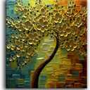 YaSheng Art - hand painted Wall Art, Modern Abstract 3D Textured Wall Art ,Golden Floral Oil Paintings ,Wall Art for Living Room, Bedroom Wall Decor, Framed Wall Art,Office Home Wall Decor Artwork 24x24inch (YS0032)