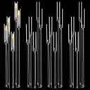 4pcs 5 Arm Acrylic Candelabra,Clear Candle Holder for Wedding,45.7inch Tall Floor Candle Holders for Ceremony Birthday Party Home Decoration Fit 0.8 LED Candles