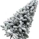 White Artificial Flocking Christmas Tree with Dense Branches Home Tree Decor for Indoor Holiday Display and Realistic Snowy Pine Adornment Festive and Seasonal Decoration