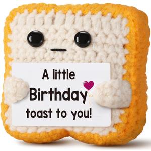 A Little Birthday Toast to You - Crochet Gifts, Funny Birthday Cards for Women, Men, Mom, Dad - Unique Happy Birthday Decorations & Keepsake for Friend, Her, Him - Includes Happy Birthday Banner