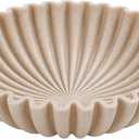 YMXYJM Large Decorative Bowl, Modern Handicraft Bowls for Home Decor, Fruit Bowl for Kitchen Counter, Ruffle Decor, Stylish Key Bowl for Entry Table, Artificial Stone Beige