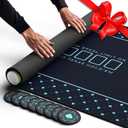 Newverest Poker Table Top 70" x 35", Texas Hold'em Poker Mat for Home Game Nights Up to 10 Players, Casino| Poker Topper Cloth for Tables in Zipper Storage Bag with 8 Coasters in Poker Gift-Ready Box (Blue)