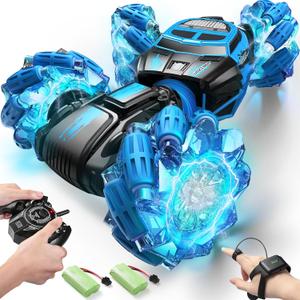 Gesture Sensing RC Stunt Car for Boys & Girls, 4WD Double-Sided Remote Control Car with LED Lights, 2.4GHz All-Terrain Drifting Toy, Birthday Ages 612, 11 X 7 X 3.5 Inches