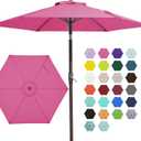 JEAREY 7.5FT Patio Umbrella Market Table Umbrella with 6 Sturdy Ribs, Push Button Tilt/Crank Outdoor Umbrella for Garden, Deck, Backyard, Pool and Beach,Rose Pink