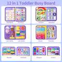 Toddler Busy Board, Montessori Busy Book for Kids, 12-Page Quiet Educational Activity Book, 24 in 1 Learning Sensory Toys for Motor Skills, Travel Toy for Car Airplane, Girl Birthday Gift (Mermaid)