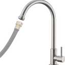 Cold Water Faucet Only  Brushed Nickel Stainless Steel Single Hole Faucets High Arc Utility Sink Faucet for Laundry, Outdoor, 3/4'' Thread End Garden Hose Adapter