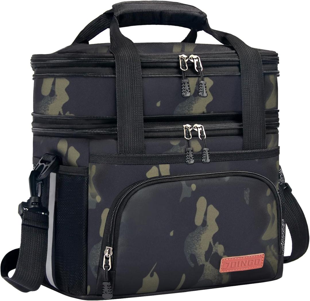JOINGO Tactical Lunch Box for Men & Women Expandable 16L Double Deck Insulated Cooler Bag for Work, Construction & 12-Hour Shifts Heavy Duty Leakproof Large Meal Prep Tote with Shoulder Strap