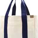 Canvas Tote Bag Casual Multi pockets Handbags Large Capacity Shopping Shoulder Bag with Pocket Bags Work Purses