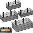 INCLY 4 Pack Upgrade Slatwall Baskets, Heavy Duty Metal Mesh Slat Wall Basket, Mounted Hanging Storage Slatwall Accessories for Garage Organizing Shop Display on Slat Wall Panels