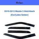 IG Window Visors Fit for 2010-2013 Mazda 3 Hatchback, Out-Channel Rain Guards Vent Wind Deflectors 4PC, Car Accessories for 10-13 Mazda 3 Hatchback (Excludes Sedan)