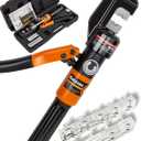 AMZCNC 1/8 Wire Rope Crimping Tool Hydraulic Crimping Tool Kit - 12 AWG to 2/0 AWG with 9 Die Sets-For Battery/Welding Cables, Power Wires, Electrical Cables - 180 Rotatable Head