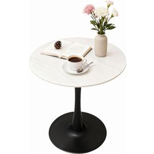 27.6" Round Dining Table with Marble Top and Iron Base - Modern & Elegant Design for Home & Restaurant Use Living Room, Caf Coffee Table