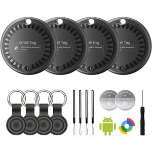 Air Tags for Android,Air Tags-4 Pack Android,2 Year Battery Life,Air Tracker Tags with 4 Case,Google Find Trackers for Google'S Find Hub App,IP65 Waterproof Luggage Tracker for Keys (Black)