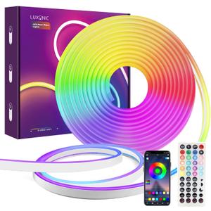 Neon Led Strip Light,32.8Ft Waterproof RGB Light Strip Control with Remote APP,24V Flexible DIY Silicone Lights,Multiple Mode Music Sync Gaming Led Neon Rope Lights for Party Home Indoor Outdoor Decor