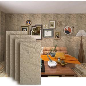 4-Pack 3D PU Stone Wall Panels for Interior Decor | Faux Stone Accent Tiles, Stone Yellow, 47.24"x23.62"x1.18" | Waterproof & Lightweight 3D Wall Design