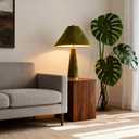 TOCHIC Table Lamp for Bedroom,Table Lamp with Green Velvet Lamp Shades,Modern Farmhouse Side Desk Lamp,Mid Century Vintage Desk Lamp for Living Room,Reading Room,Hallway,Corridor 23.5" H 1 Light