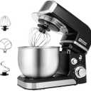 Kitchen in the box Stand Mixer,3.2Qt Small Electric Food Mixer,6 Speeds Portable Lightweight Kitchen Mixer for Daily Use with Egg Whisk,Dough Hook,Flat Beater (Black)
