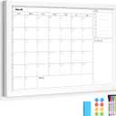 Monthly Calendar Whiteboard for Wall, 24"x18" Dry Erase Calendar, White