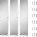 3Pcs Push Door Plate 15x3.5" Stainless Steel Door Push Plate Door Kick Plate,Brushed Doorplate Door Proection Metal Plate with 12 Screws for Door Interior Exterior Accessories (Silver)