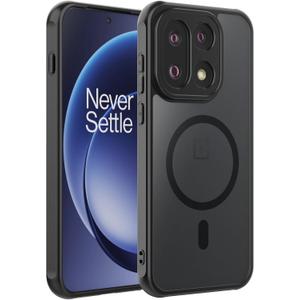 Magnetic for OnePlus 15 Case, Compatible with Magsafe, Matte Translucent Hard Back + TPU Bumper Shockproof Phone Cover with Magnet for OnePlus 15 - Black Frost